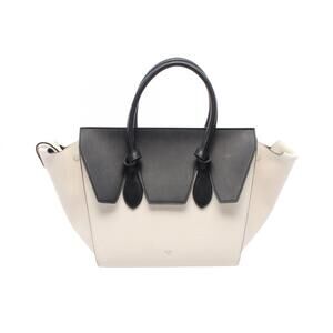 Celine Tie Knot Mini Handbag, Leather, Women's, White/Black